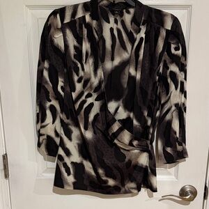 Ann Taylor Black and Cream Patterned Blouse